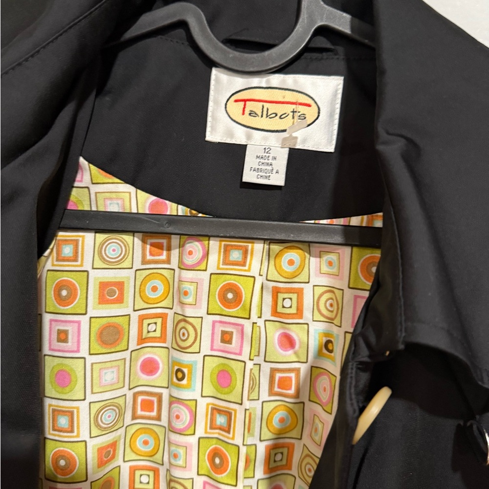 Talbots Black Coat Jacket With Vibrant Patterned … - image 3
